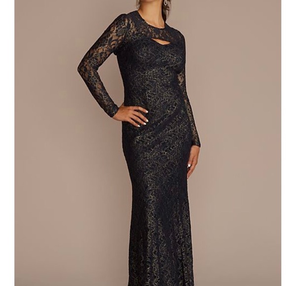 NWT! metallic foil lace mermaid dress with cropped popover size 4